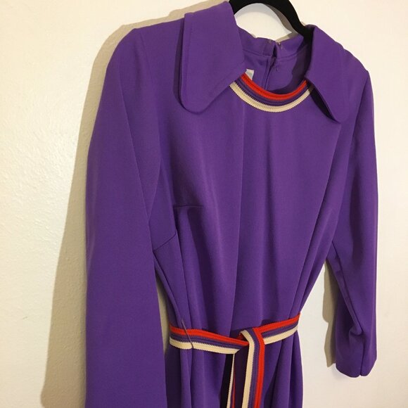 Vintage 60s Dog Ear Beagle Collar Dress with Belt Mod Shift Volup Plus Size (IB) - Picture 10 of 15